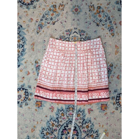 LOFT Pink and White Boho Printed Skirt with Pleats and Pockets - 8 - Picture 7 of 9